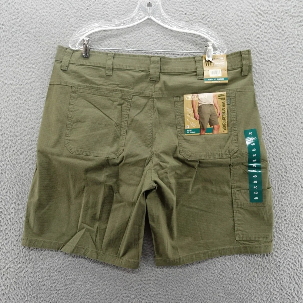 Weatherproof Mens Utility Shorts 40 Soft Olive Stretch Cargo Ripstop NEW
